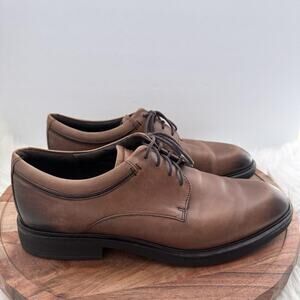 Ecco Vitrus Shoes Mens Size 10 Brown Leather Plain Toe Derby Dress 64020401112